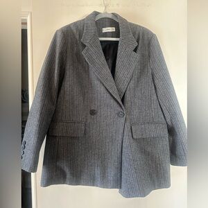 Mango Charcoal Pinstripe Women's Blazer